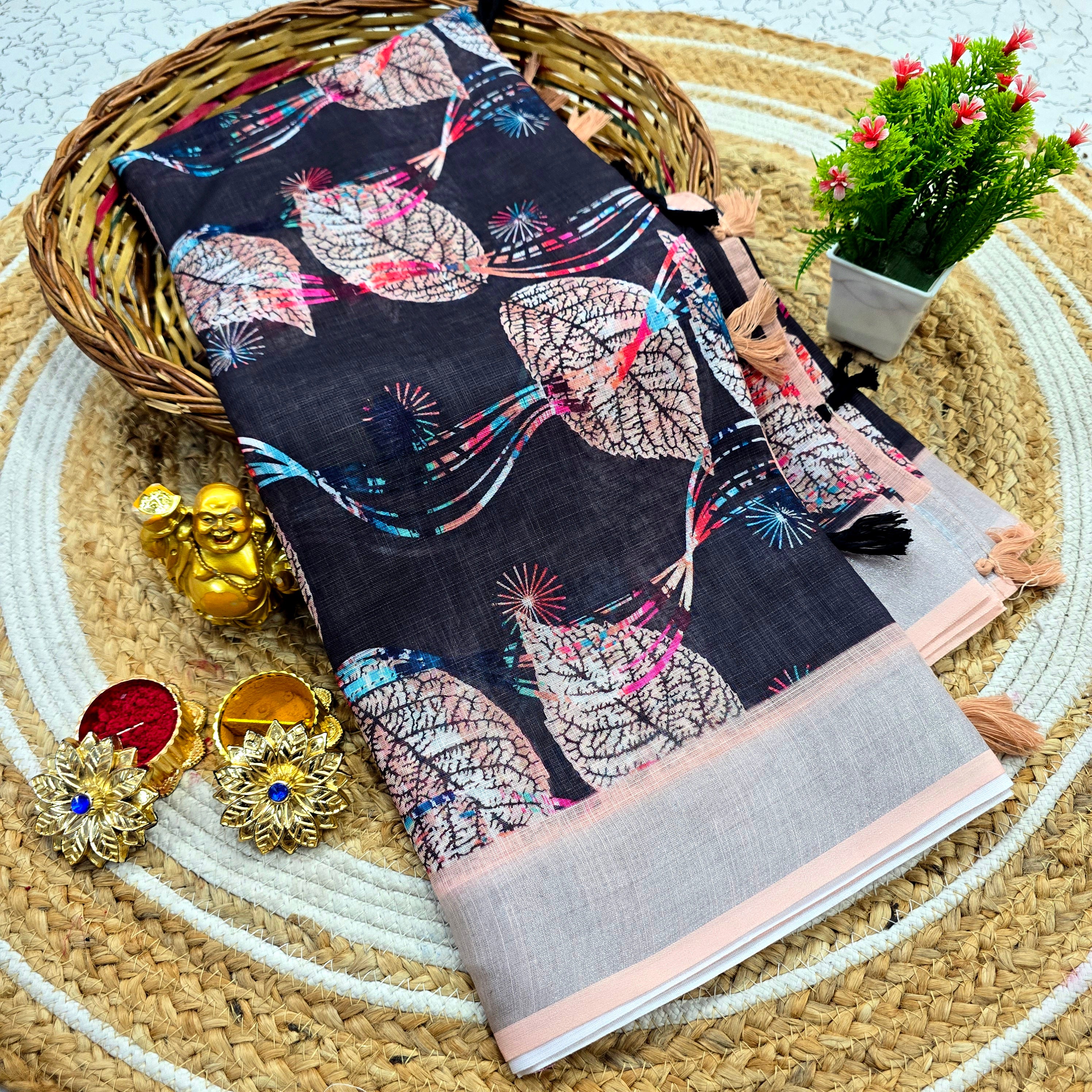 Cotton Linen Saree