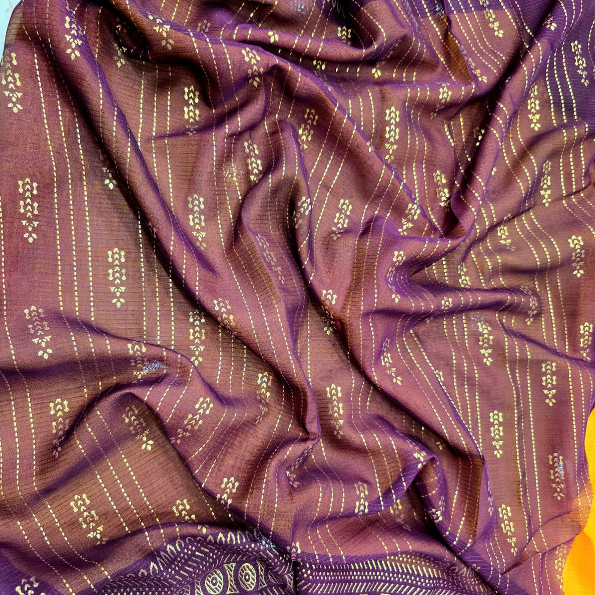 Yellow Foil Printed Saree