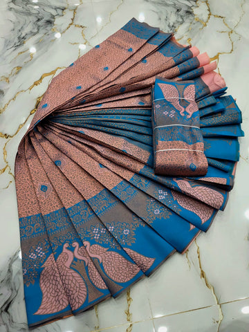 Peacock Feather Butta Design Silk Saree