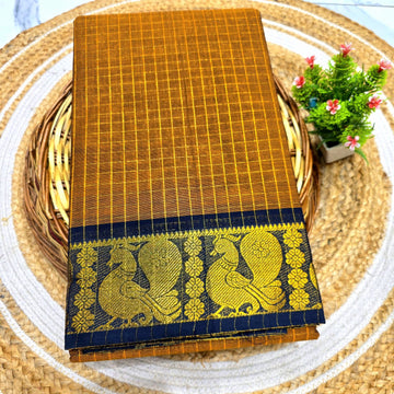 Pure Checked Cotton Saree