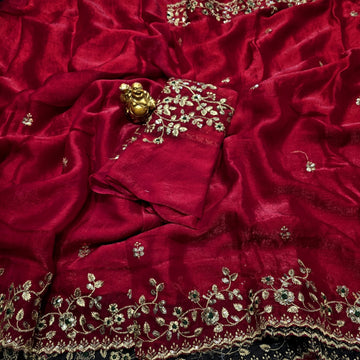 Premium Embroidery Space Silk Saree