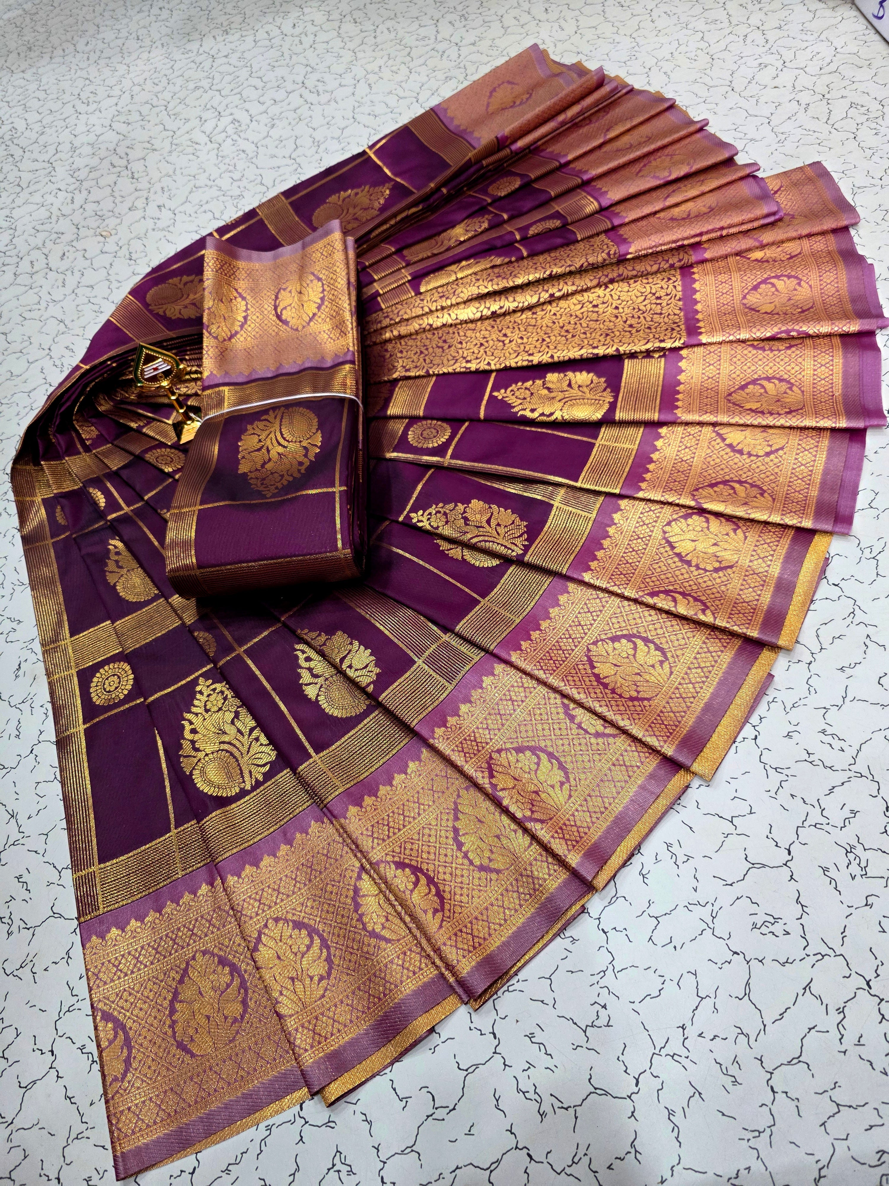 Own Production Premium Kanchi Checked Semi Silk