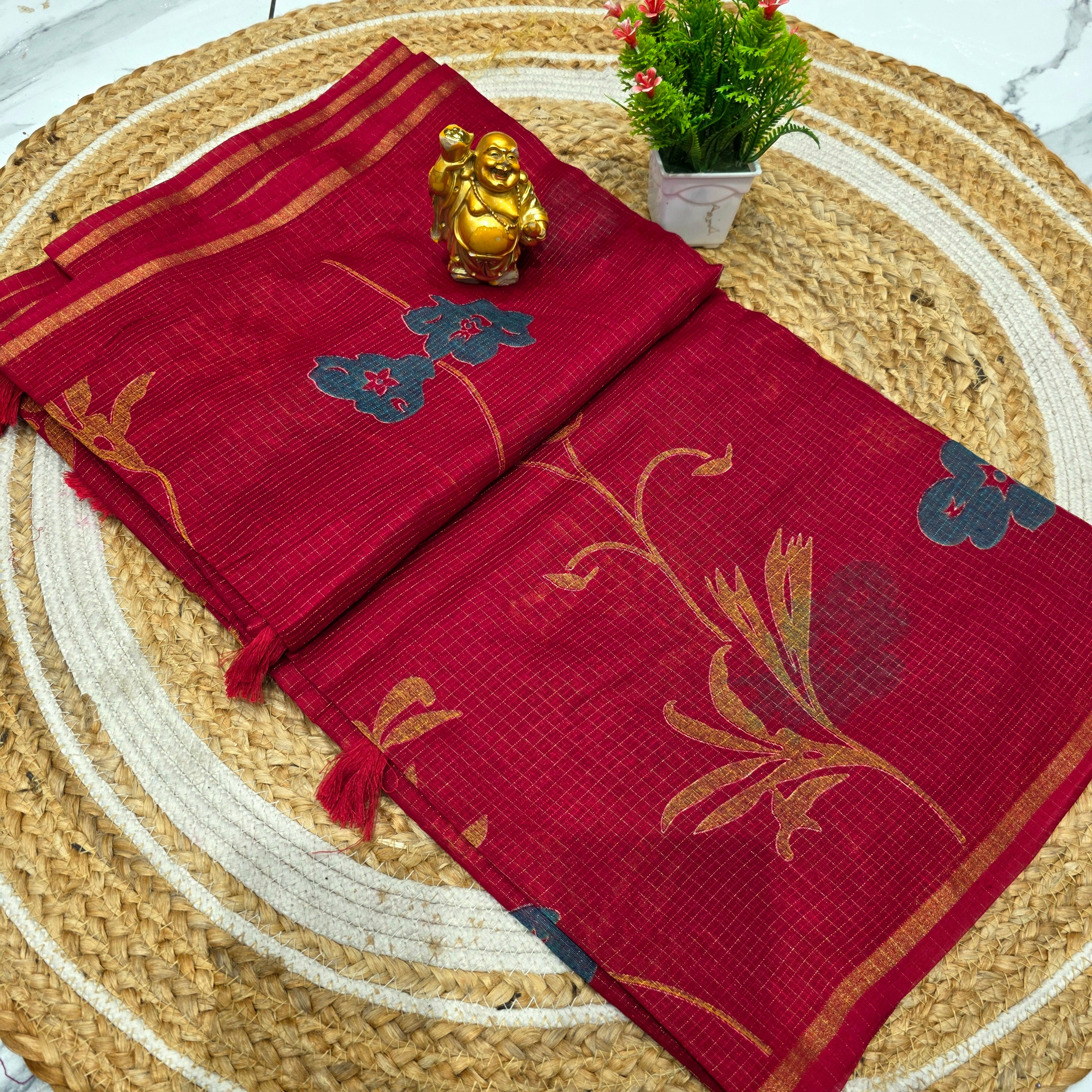 Bird Print Cotton Saree