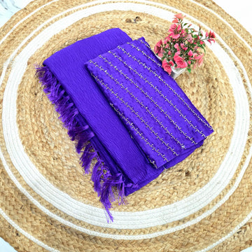 Diwali Special Crush Saree with Aari work blouse