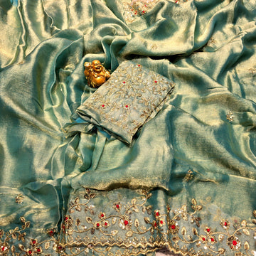 Premium Embroidery Space Silk Saree